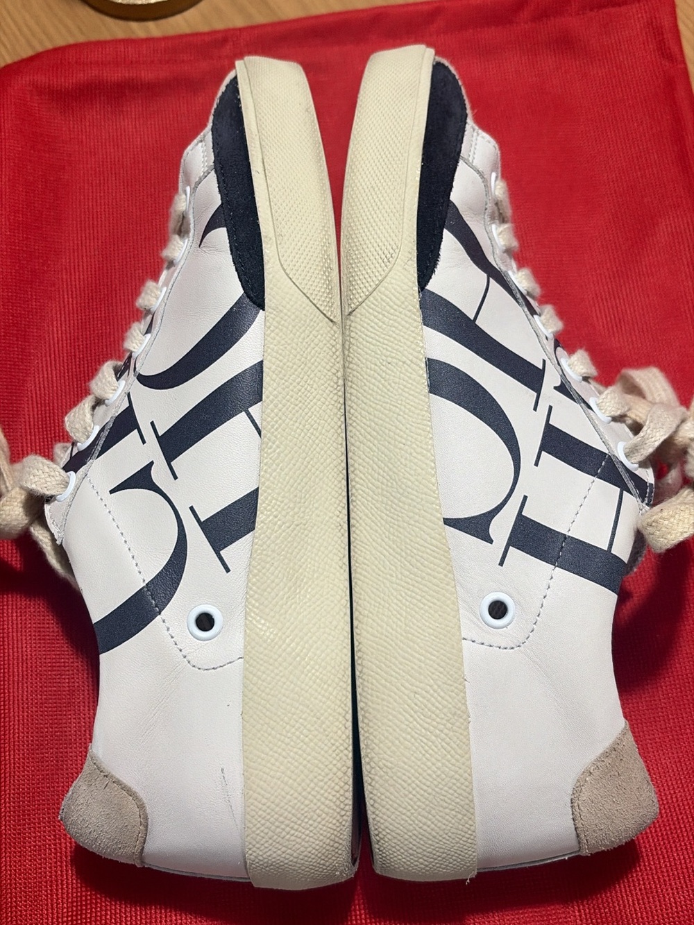 Carolina Herrera White and Beige Logo Low-Top Sneakers - Picture 6 of 10
